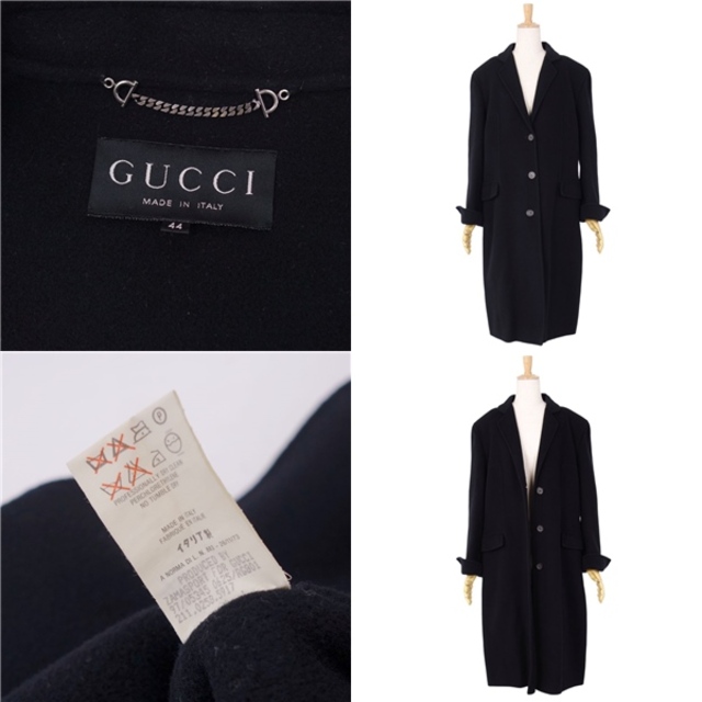 美品 グッチ GUCCI コート トムフォード期 ロングコート ウール アンゴラ カシミヤ ダブルフェイス アウター レディース イタリア製  44(XL相当) ブラック