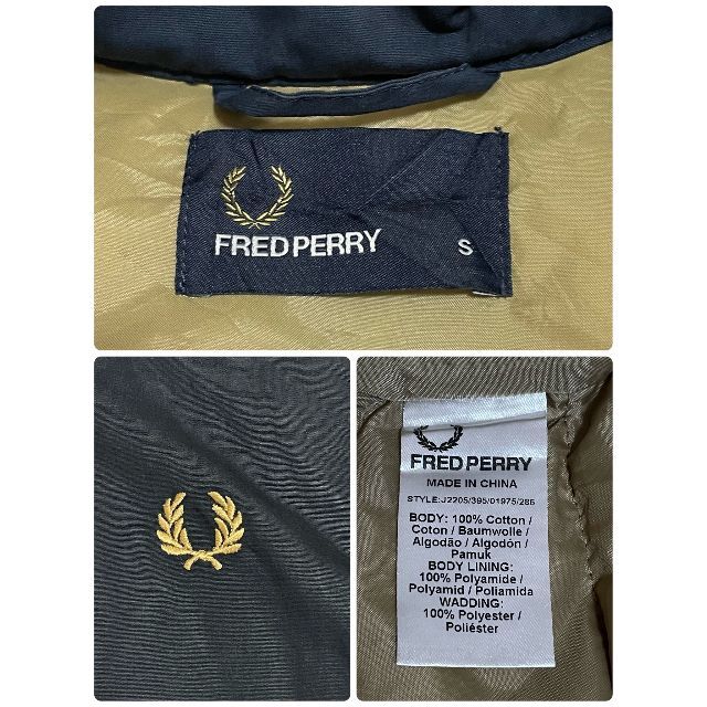 FRED PERRY(フレッドペリー)の激レア FREDPERRY コットンベスト 中綿入り ロゴ刺繍 紺色 メンズS メンズのトップス(ベスト)の商品写真