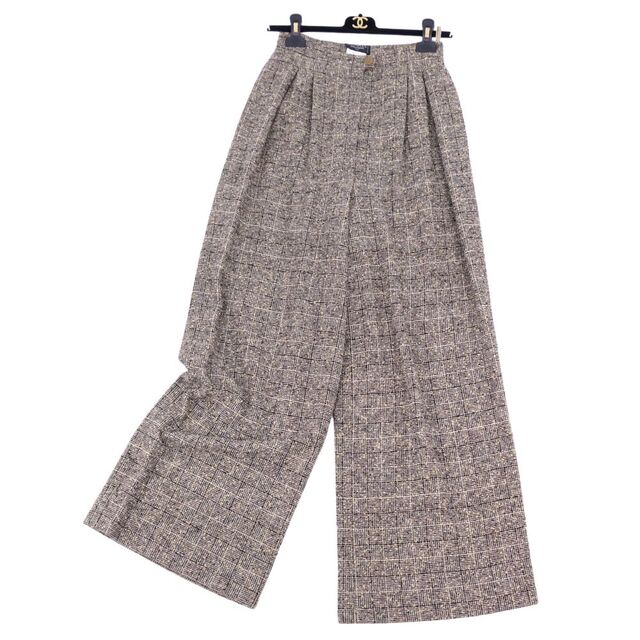 極美品 Vintage シャネル CHANEL パンツ 97A ワイドパンツ ロングパンツ ココマーク ウール ツイード ボトムス レディース フランス製 38(M相当) ベージュ/ブラック | フリマアプリ ラクマ