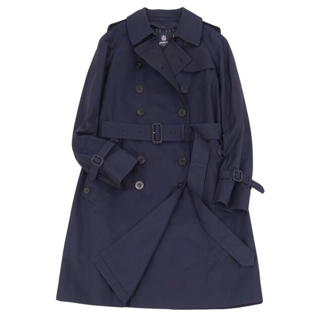 極美品 アクアスキュータム Aquascutum LONDON コート ライナー付き トレンチコート コットン アウター レディース 6(S相当) ネイビー