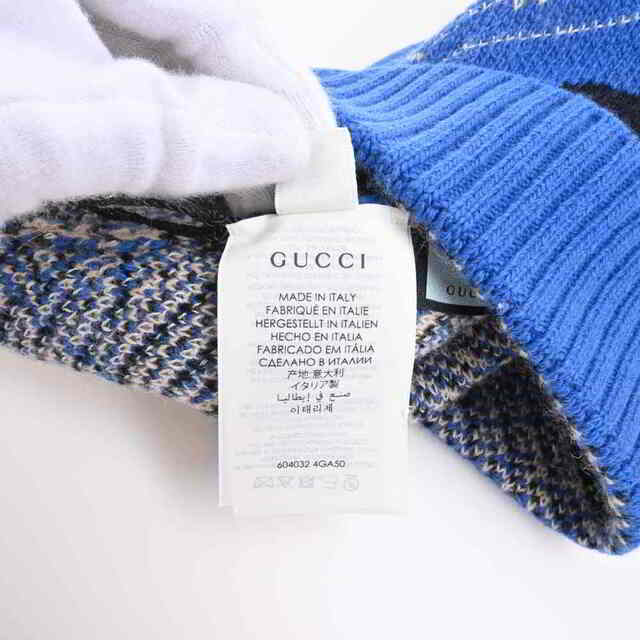 【中古】 Gucci グッチ ウール ミッキー ニット帽 ディズニーコラボ ブルー by