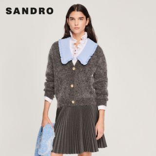 サンドロ(Sandro)の❤️Sandro22 新作新品　グレー　ニット　ウール　カーディガン　上品(カーディガン)