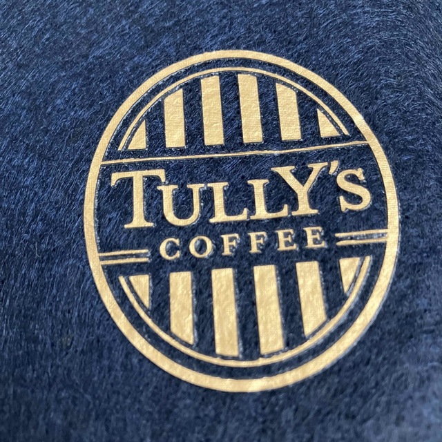 TULLY'S COFFEE(タリーズコーヒー)のタリーズコーヒー　フェルト製ミニトートバッグ　ネイビー×ゴールド　非売品 レディースのバッグ(トートバッグ)の商品写真