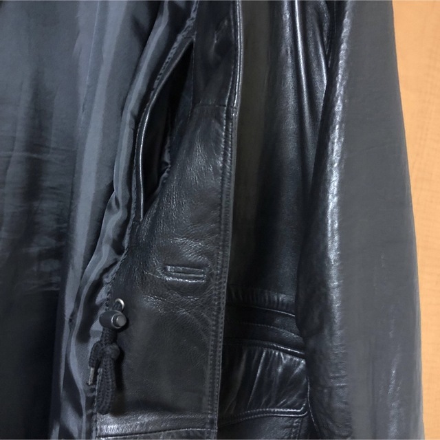 美品】イタリア産 羊革 ラムレザー 本革ライダースジャケット S 黒-