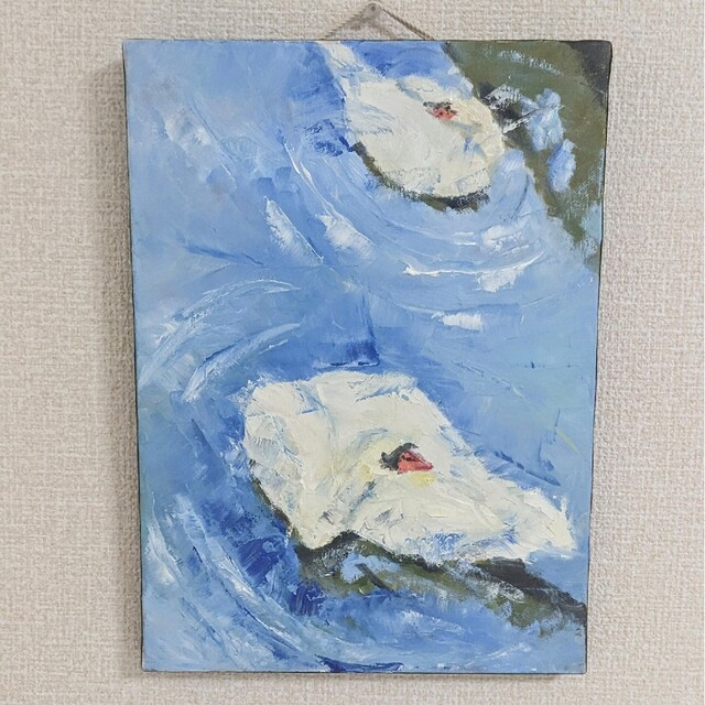 油絵　『白鳥たちのブルー（The swans' blue）』ブルー