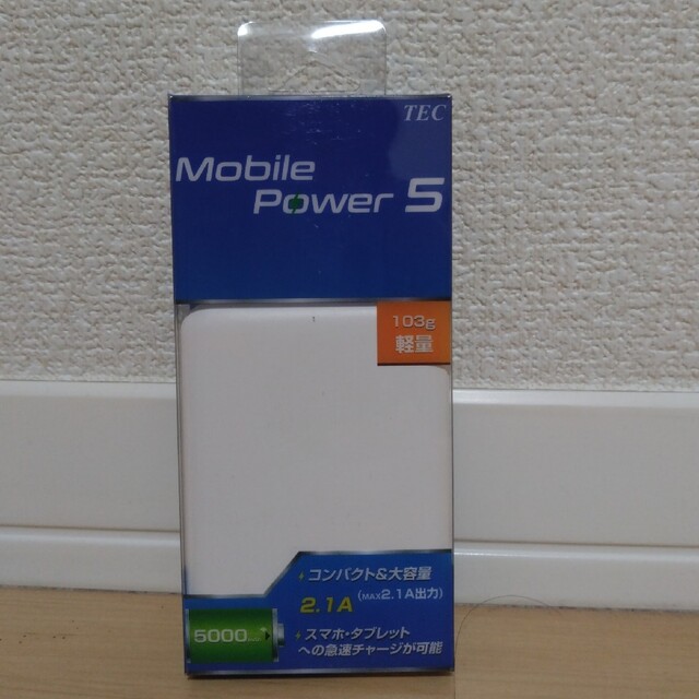 Mobile Power 5 超小型モバイルバッテリー スマホ/家電/カメラのスマートフォン/携帯電話(バッテリー/充電器)の商品写真