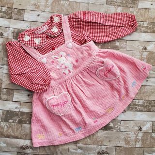 レトロ　新品タグ付き♡ミキハウス♡2段フリルワンピース♡80