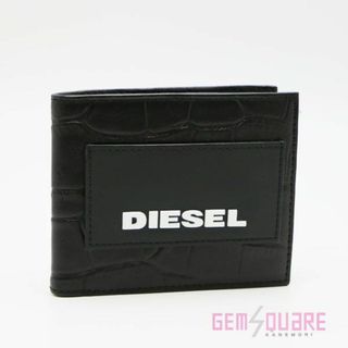 ディーゼル(DIESEL)のディーゼル 2つ折り財布 黒 クロコ 型押 新品同様品 X06302(折り財布)