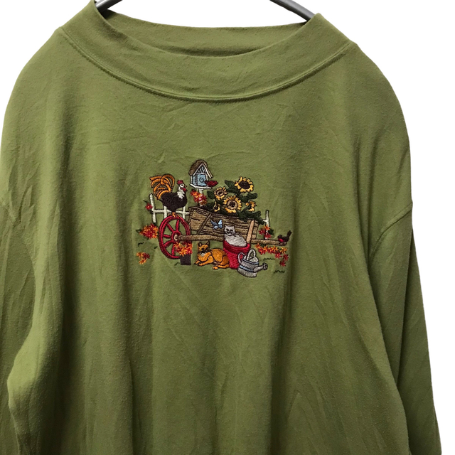 ART VINTAGE(アートヴィンテージ)の【希少】ヴィンテージ マウンテンレイク ロンT タートルネック XL 緑 レディースのトップス(Tシャツ(長袖/七分))の商品写真