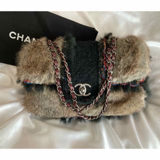 シャネル(CHANEL)のりさりこ様専用♡ツイード　ファー　チェーンショルダーバッグ (ショルダーバッグ)