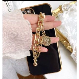 キーチェーンバンドスマホケース13proブラックゴールド韓国オルチャン