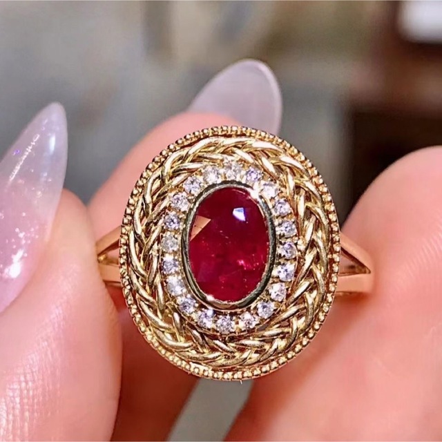 値下げ 特価 K18 ルビー ダイヤモンド リング 13号 2.83/0.17ct 18金