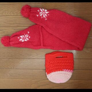 【手編み・手作り】マフラー・手提げ袋（20cm）(マフラー/ストール)