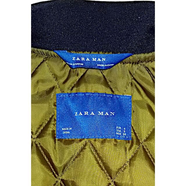 ZARA(ザラ)のZARA MAN パテッドMA-1ブルゾン ブラック メンズのジャケット/アウター(フライトジャケット)の商品写真