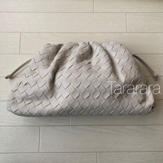 ●leather Braidedbag L ホワイトグレー●(クラッチバッグ)