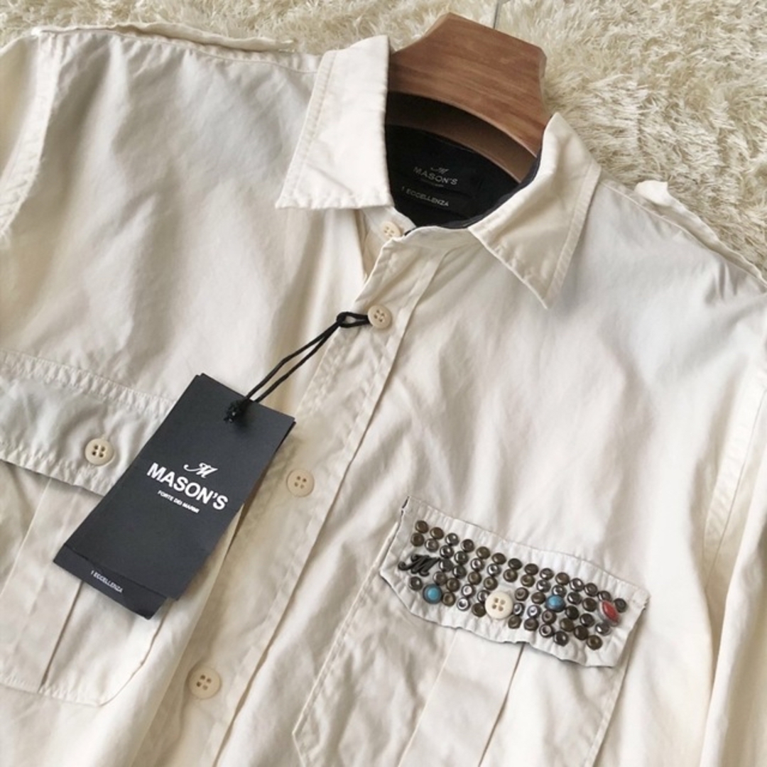 MASON'S(メイソンズ)の新品未使用✨メイソンズ ホワイト シャツ ジュエリー ブルガリア製　綿 100% メンズのトップス(シャツ)の商品写真