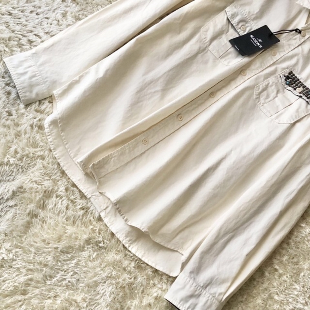 MASON'S(メイソンズ)の新品未使用✨メイソンズ ホワイト シャツ ジュエリー ブルガリア製　綿 100% メンズのトップス(シャツ)の商品写真