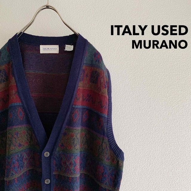 イタリア製 “MURANO” Vintage Knit Vest / 民族柄