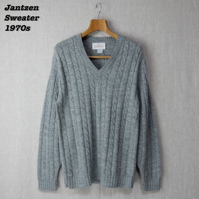 Jantzen Vneck Sweater 1970s L Vintage