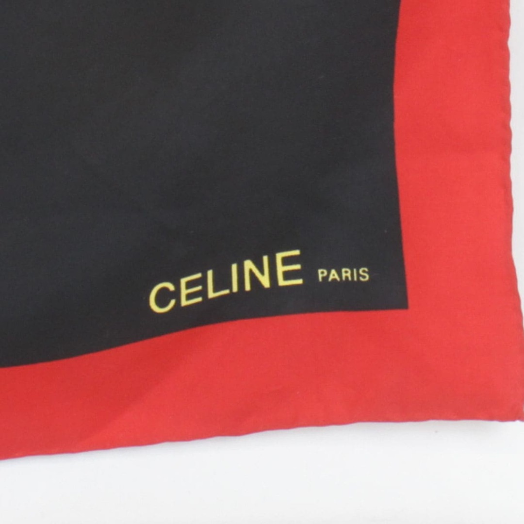 『USED』 
CELINE セリーヌ 
 スカーフ 
シルク レッド×ブラック 1