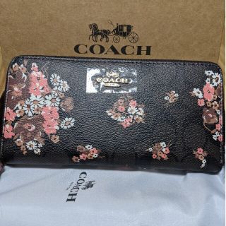 コーチ(COACH)のCOACH  長財布　黒系シグネチャー　花柄模様(財布)