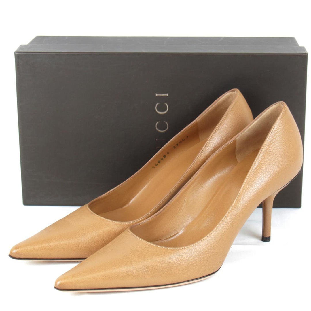 美品『USED』, GUCCI グッチ, パンプス, レザー ブラウン【中古】 | フリマアプリ ラクマ