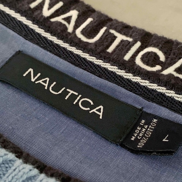 NAUTICA(ノーティカ)の古着 “NAUTICA” Old Cotton Sweater / ニット 青 メンズのトップス(ニット/セーター)の商品写真