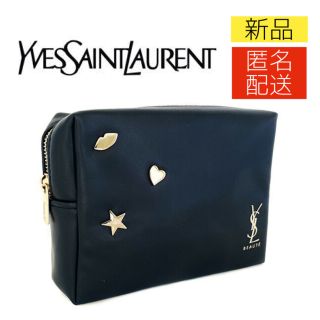 イヴサンローラン(Yves Saint Laurent)のイヴサンローラン レザー調ブラックポーチ  ノベルティ YSL 新品(ポーチ)