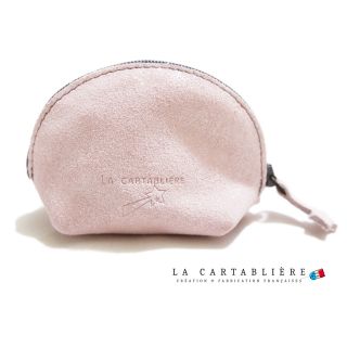 LA CARTABLIEREフランス製きらきらスエード　半円ポーチ#Sピンク(ポーチ)