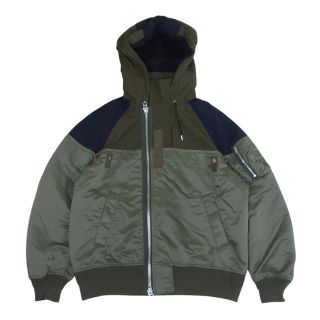 サカイ(sacai)のSacai サカイ ブルゾン 21SS 21-02533M Nylon Twill x Outdoor Blouson ナイロンツイル アウトドア ブルゾン MA-1 ドッキング フーデッド ジャケット カーキ系 3【美品】【中古】(その他)