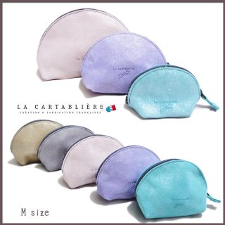 LA CARTABLIEREフランス製きらきらスエード　半円ポーチ#Mパープル(ポーチ)