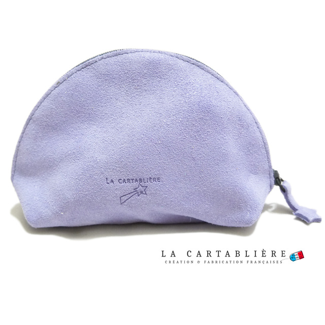 LA CARTABLIEREフランス製きらきらスエード　半円ポーチ#Lパープル レディースのファッション小物(ポーチ)の商品写真