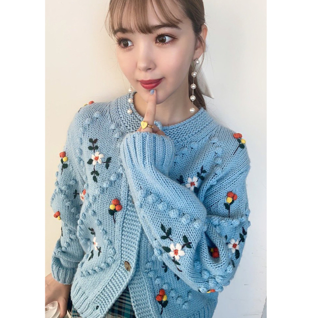 ♢人気完売♢【美品】 FURFUR(ファーファー)玉編み刺繍カーディガン