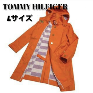 トミーヒルフィガー(TOMMY HILFIGER)のトミーヒルフィガー オレンジ色トレンチコート＊ステンカラーコート＊金ボタン(トレンチコート)
