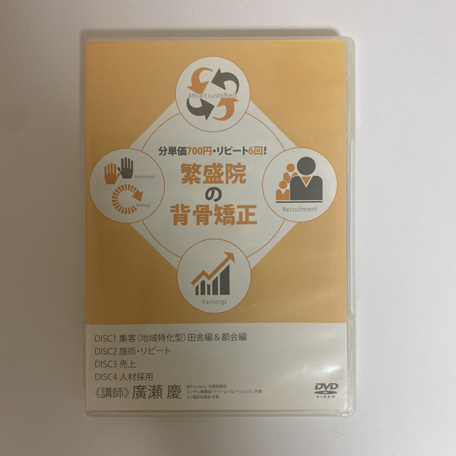 よく見る「芸能人が愛用 レア★整体DVD本編4枚【分単価700円・リピート6回!繁盛院の背骨矯正】廣瀬慶 健康+医学