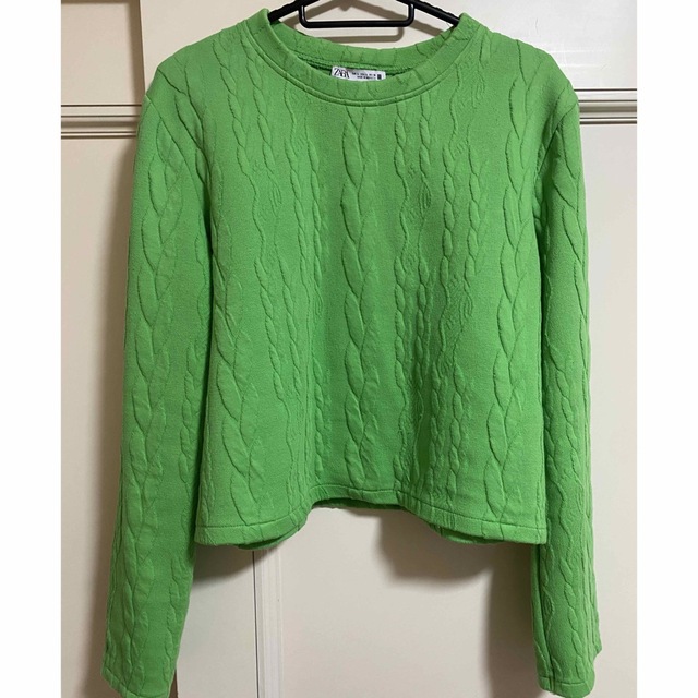 たしろ屋 ZARA ショート ドット トレーナー ミドル クロップド 2492 ZARA ミニ丈ビジュースウェットM 綿 クロップド