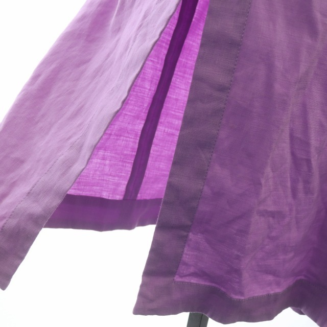 グレースクラス  リネンガウンコート ロング ベルト付き 36 紫