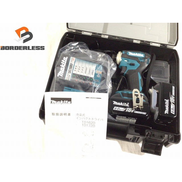 ☆未使用品 コメント必読!☆ makita マキタ 18V充電式インパクトドライバ TD172DRGX 青 バッテリ2個(18V 6.0Ah) 充電器/ケース付 62843