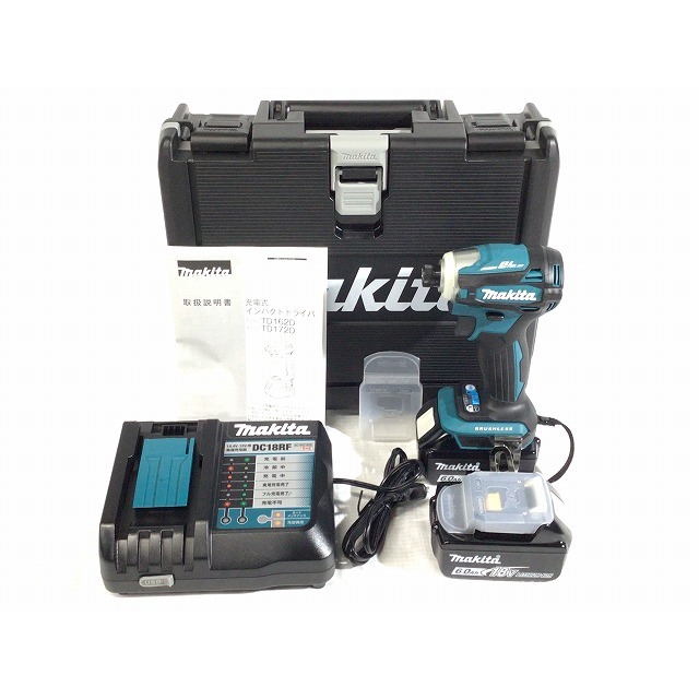 ☆未使用品 コメント必読!☆ makita マキタ 18V充電式インパクトドライバ TD172DRGX 青 バッテリ2個(18V 6.0Ah) 充電器/ケース付 62843自動車/バイク