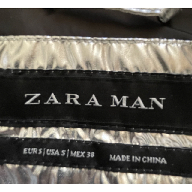 ZARA(ザラ)のZARA MAN ザラ シルバー ロング コート ダウン ジャケット S メンズのジャケット/アウター(ダウンジャケット)の商品写真