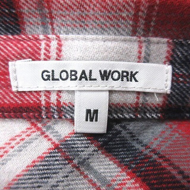 GLOBAL WORK(グローバルワーク)のグローバルワーク シャツ チェック 長袖 M 赤 グレー 黒 ■MO レディースのトップス(シャツ/ブラウス(長袖/七分))の商品写真