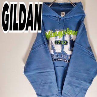 ギルタン(GILDAN)の90's ギルダン メンズ キングストン デカロゴ プルオーバー パーカー 古着(パーカー)