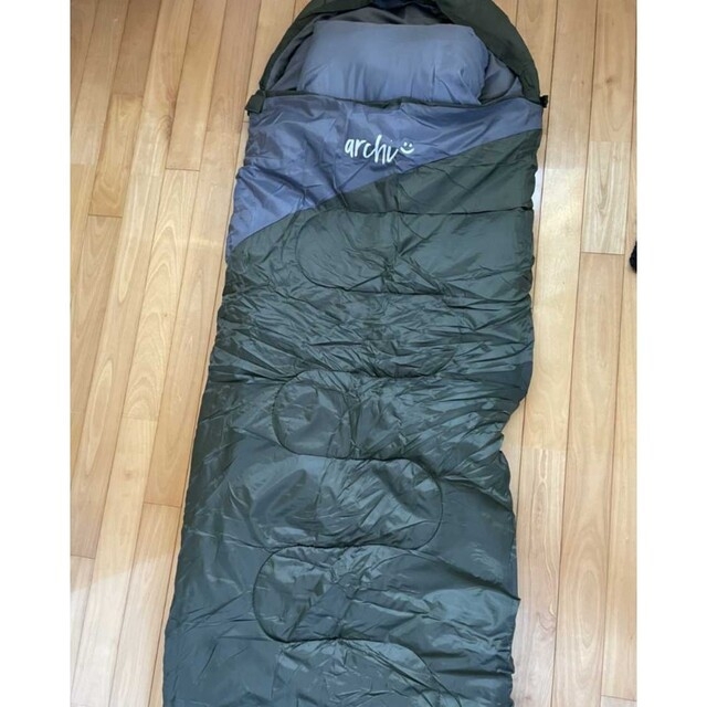 新品　枕付き　収納袋付き　2way　封筒型シュラフ　寝袋　洗える　緑　-15度