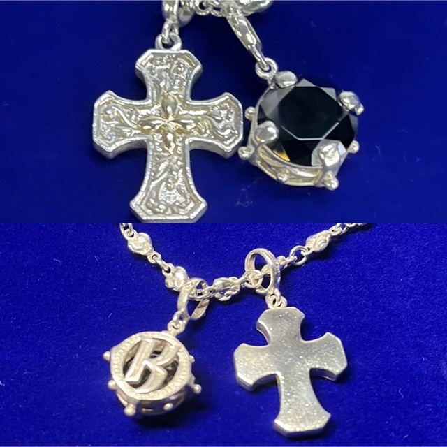 良品/クロス&オニキス/ネックレス/K18&SV925 レディースのアクセサリー(ネックレス)の商品写真