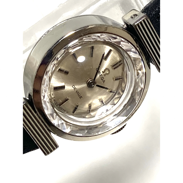 極美品! OMEGA オメガ カットガラス ベルト新品交換済み レディース腕時計