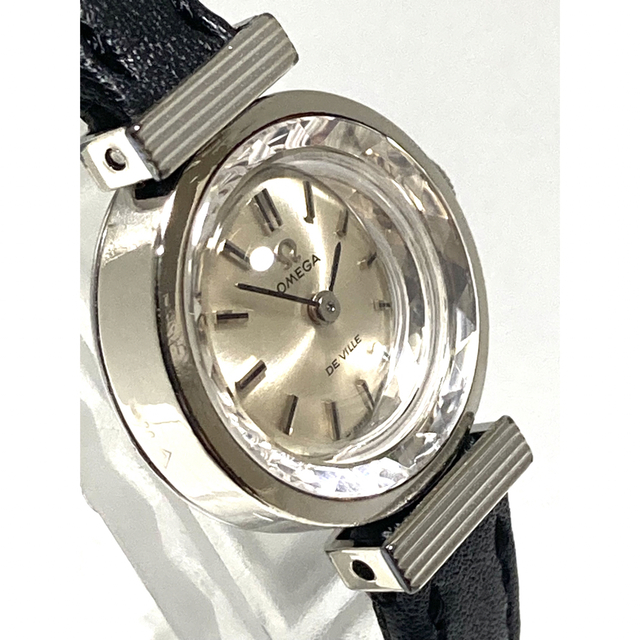 極美品! OMEGA オメガ カットガラス ベルト新品交換済み レディース