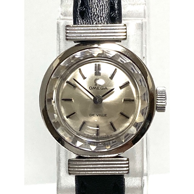 極美品! OMEGA オメガ カットガラス ベルト新品交換済み レディース