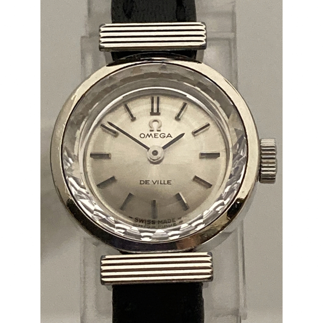 極美品! OMEGA オメガ カットガラス ベルト新品交換済み レディース