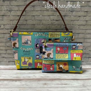 スヌーピー(SNOOPY)のhandmade★ポーチセット (スヌーピー ・COLORSコミック・green(ポーチ)