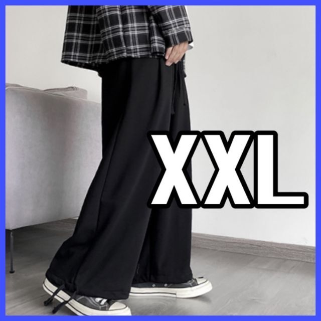 ガウチョパンツ ワイドパンツ スウェット  袴  黒 ブラック 男女  XXL メンズのパンツ(ワークパンツ/カーゴパンツ)の商品写真